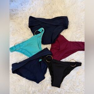 Robin Piccone Bikini Bottoms Lot of 5 NWOT Ribbed, Ring, High Cut, XS